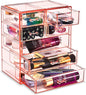 Sorbus Acrylic Makeup Organizer Set, 7-Drawer Vanity & Countertop Cosmetic Storage with Small & Wide Drawers, Pink Makeup Storage for Brushes, Lipsticks, Jewelry – Holiday Gift for Women & Teens