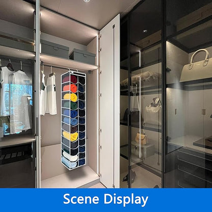 Legging Organizer for Closet Hanging, Legging Storage Bag Can Holds 24 Leggings Jeans or Shirts, Heavy Duty Metal Hooks for Over Door Storage, Wardrobe Clothes Storage