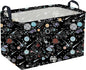 Sanjiaofeng Rectangular Moon and Stars Basket Waterproof Foldable Kids Laundry Basket Baby Baskets for Boys and Girls Cute Toy Storage Organizer Bin Star Room Decor(Starry Sky)