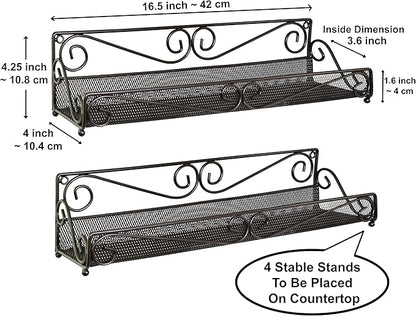 AMT 1 Tier Nail Rack, 2 Pack Metal Wall Mount Organizer, Essential Oils Organizer, Pantry Cabinet Door Shelf Storage.Hanging Display for Spice Jars, Nail Polish, Cosmetic Beauty Bottles