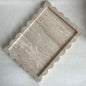 Natural Scalloped Marble Tray, 10.7"x7.87", Rectangle for Bathroom & Kitchen, Decorative for Dresser (Beige Travertine)