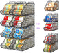 8-Pack Can Organizer for Pantry, Stackable Cabinet Food Shelves for Fridge, Wire Cupboard Storage, Holds up to 72 Beers,Small Metal Bin for Drink Beverage Egg Gillas, Rack for Kitchen Countertops RV
