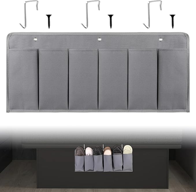RVZONE RV Shoe Pockets 6 Large Pockets Heavy Hanging Bedside Storage Organizer with Sturdy Hooks for Shoes, Toys and Tools