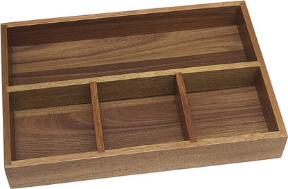 Lipper International Acacia Organizer Tray, 4-Compartments, 12" x 8" x 1 3/4"