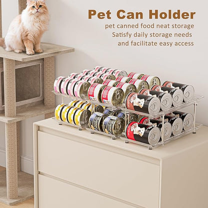 Jsyrjing Cat Food Can Organizer, Can Organizer for Pantry, Modular 3 Tier Adjustable Pet Can Organizer Rack for Large Soup and Beverage Cans, Clear Canned Goods Holder for Pantry and Fridge