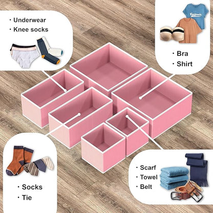 Simple Houseware Foldable Drawer Organizer for Clothes/Underwear/Panty/Onesie Stocking Bin, Set of 12, Pink