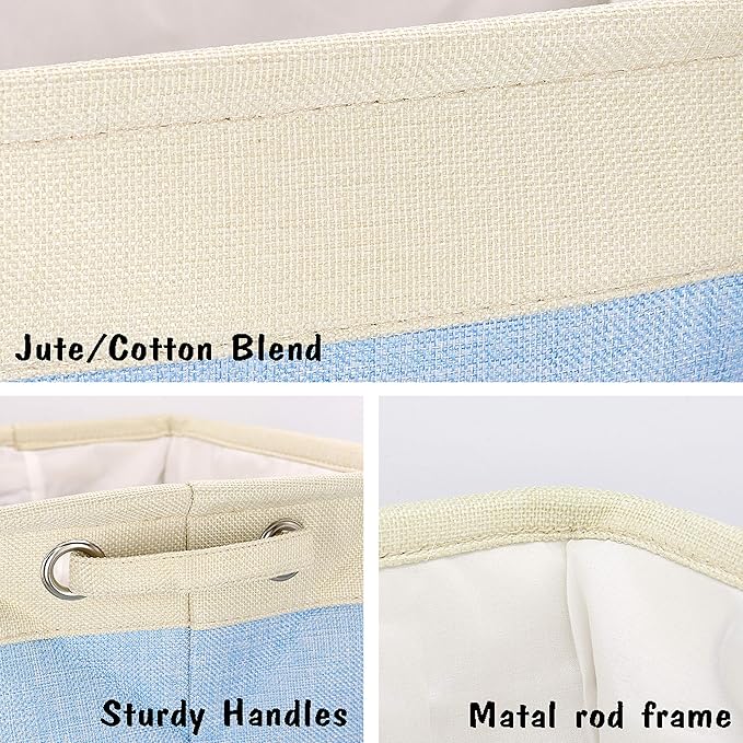 PET ARTIST Dog Toy Basket, Collapsible Dog Toy Bin Box with Comfortable Handles, Large Pet Toy Storage Basket Organizer for Accessories, Toys,Coat & Clothing,Blanket Leash (Blue, M:15"x11"x9")