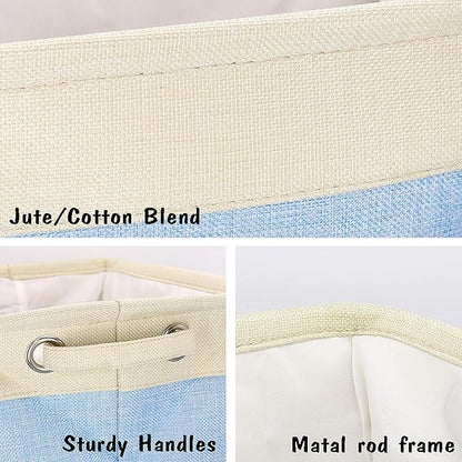 PET ARTIST Dog Toy Basket, Collapsible Dog Toy Bin Box with Comfortable Handles, Large Pet Toy Storage Basket Organizer for Accessories, Toys,Coat & Clothing,Blanket Leash (Blue, M:15"x11"x9")