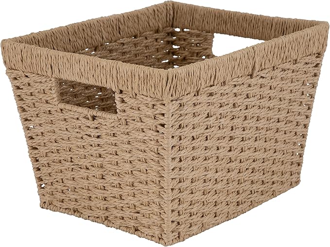 Simplify Large Storage Basket | Dimensions: 15"x 13"x 10" | Dutch Weave Design | Storage Organization | Paper Rope Material | Great Closets | Display