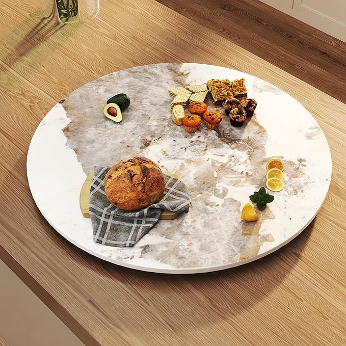 23.6" Lazy Susan for Table Top Sintered Stone Rotating Serving Tray for Dining Table, Kitchen Lazy Susan Organizer Spinning Rotating Food Server Party Centerpieces