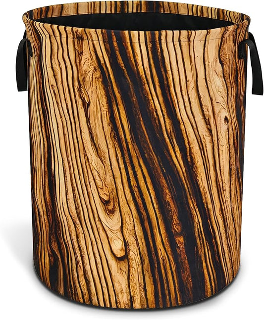 Wood Grain Laundry Basket Tree Stump Texture Foldable Oxford Cloth Funny Tote Bag Laundry Hamper Clothes Storage Bucket Organizer For Bathroom/Laundry Storage/Bedroom 17.7x13.7 Inch