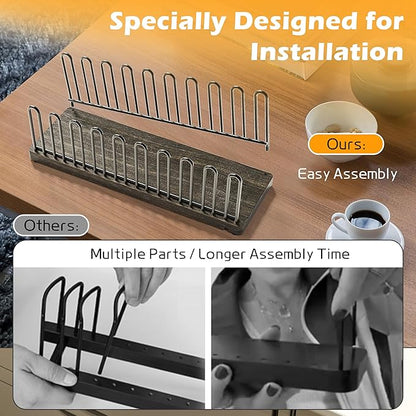 NANATI Hat Organizer for 9 Baseball Caps, Solid Wood Base Hat Rack for Closet, Metal Hat Stand for Baseball Caps, Hat Storage with Anti-slip Pads, Cap Organizer Hat Holder for Closet
