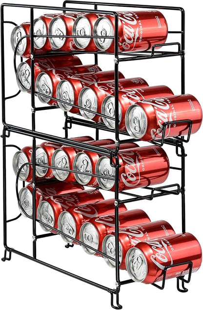 SUFAUY Beverage Can Dispneser Organizer, Stackable Shelves for Storage for Pantry, Black- 2 Pack