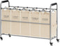 Tajsoon Laundry Sorter 5 Sections, Laundry Hamper with Heavy Duty Lockable Wheels and Removable Bags, 5 Bag Rolling Laundry Sorter Cart for Dirty Clothes Storage, Laundry Separator Hamper, Beige