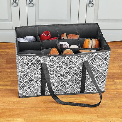 Collections Etc Foldable Shoe Organizer Tote - Holds 12 Pairs