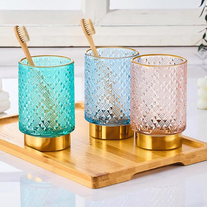 Makeup Brush Holder Organizer,Toothbrush Holders,Desk Pen Pencil Holder,Multifunctional Vintage Glass Brush Cup（A45-6-US）
