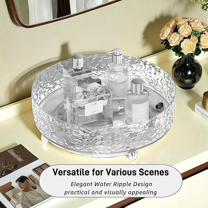 2Pcs Premium Lazy Susan Organizer,9&11in Turntable Organizer for Bathroom, Kitchen, Vanity, Countertop, Table Top, Cabinet, and Frige, Perfume, Skin Care, Makeup, Spice Organizer, 360° Rotating