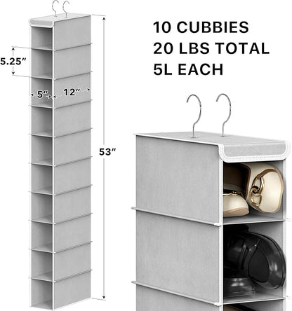 Simple Houseware 10 Shelves Hanging Shoes Organizer Holder for Closet, Grey