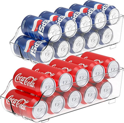 Simple Houseware 8 Pcs Fridge Bin Bundle - 2 Pcs Soda Can Dispenser & 6 Pcs Assorted Fridge Clear Storage Bins