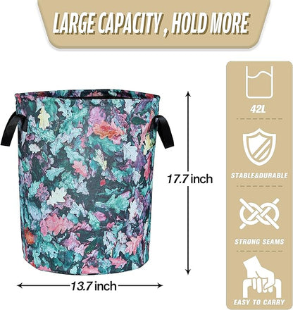 Camo Leaf Laundry Basket Color Foldable Oxford Cloth Funny Tote Bag Laundry Hamper Clothes Storage Bucket Organizer For Bathroom/Laundry Storage/Bedroom 17.7x13.7 Inch
