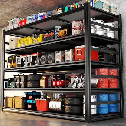 Heavy Duty Garage Shelving Unit, 5-Tier Adjustable Metal Storage Shelves, 3000LBS Load Capacity Shelf for Garage & Basement, Tool Organization, High - Capacity Storage Solution, 48" W, Black