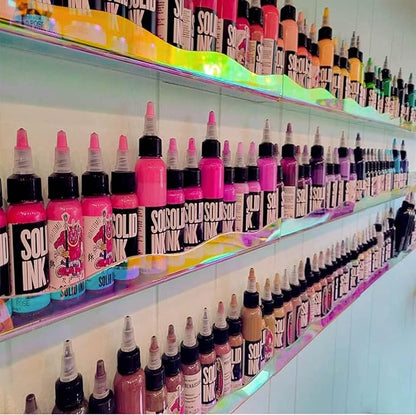 YMVV 15" Nail Polish Rack Wall Mounted Shelf,6 Pack Clear Rainbow Iridescent Acrylic Organizer Nail Supplies for Nail Techs,Great Display for Salons Retailers