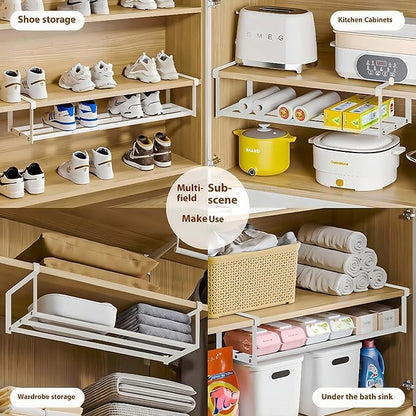 Expandable Shoe Rack, Retractable Shoe Rack, Adjustable Under Cabinet Shoe Organizer for Closet - White (1white)