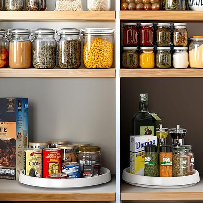 Simple Houseware Lazy Susan Spice Organizer Rotating Tray, 4-Pack (2 Medium 10'', 2 Large 12'')