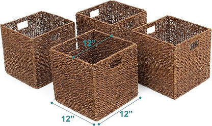 Foldable Storage Basket with Iron Wire Frame By Trademark Innovations (Set of 4)