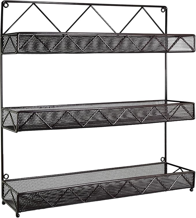 AMT 3 Tier Nail Rack, Pack Metal Wall Mount Organizer, Essential Oils Organizer, Pantry Cabinet Door Shelf Storage. Hanging Display for Spice Jars, Sauces, Cosmetic Beauty Bottles