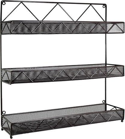 AMT 3 Tier Nail Rack, Pack Metal Wall Mount Organizer, Essential Oils Organizer, Pantry Cabinet Door Shelf Storage. Hanging Display for Spice Jars, Sauces, Cosmetic Beauty Bottles