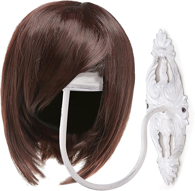 MyGift 2 Pcs Hat Display Wall Mount, Hat Holder, Cowboy Hat Rack for Wall, Baseball Cap Wig Helmet Organizer, White Metal