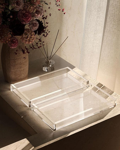 Ultra Thick Acrylic Bathroom Tray/Vanity Tray for Perfume/Counter/Dresser/Candle/Kitchen, Toilet Tank Tray/Back of Toilet Tray，Nightstand/Catchall/Decorative Tray, Countertop Accessories