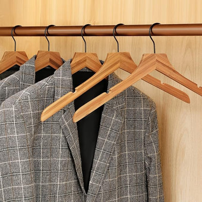 TOPIA HANGER Bamboo Wooden Hangers, Clothes Hangers with Rotatable Black Hook and Smooth Cut Nothces, Set of 20 Durable and Slim Wood Hangers for Coats, Suits, Jackets, Sweaters, Dresses - CTS08