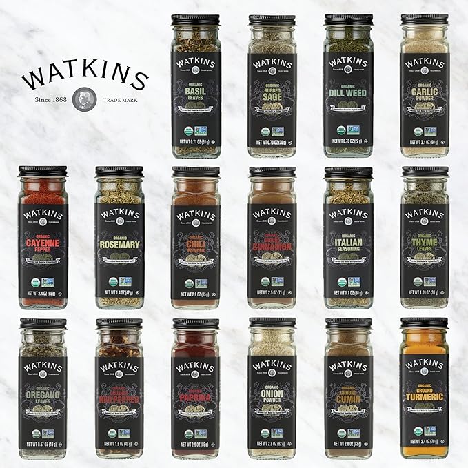 Watkins Countertop Two Tier Rotating Spice Rack, Includes 16 Watkins Organic Spices (16608)