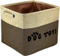 PET ARTIST Dog Toy Basket, Collapsible Dog Toy Bin Box with Comfortable Handles, Large Pet Toy Storage Basket Organizer for Accessories, Toys,Coat & Clothing,Blanket Leash (Brown, L:15"x13"x12")