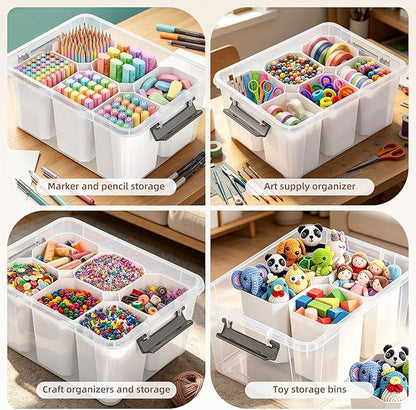 Citylife 17 QT Plastic Storage Bins Clear Storage Box with Lids Multipurpose Stackable Storage Containers for Organizing Tool, Craft, Crayon