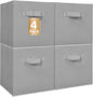 STORAGE MANIAC Storage Cubes, 11 Inch Collapsible Storage Bins with Handles, 4 Pack Fabric Foldable Bins for Organization, Durable Storage Bins for Closet, Shelves, Offices, Toys, 4-Pack Grey