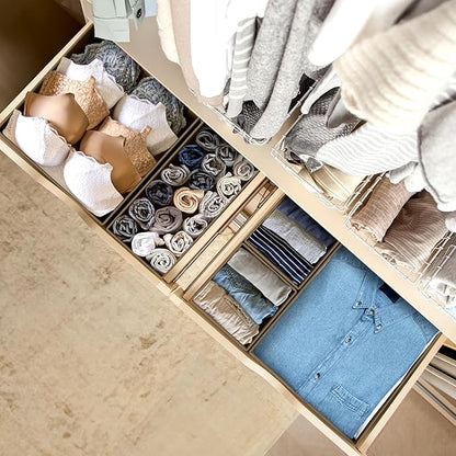 Simple Houseware Underwear Drawer Organizer for Lingerie/Undergarment/Bra/Panty/Sock/Onesie, Set of 6, Brown