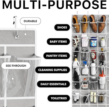 Simple Houseware 40 Large Clear Pockets Over The Door Hanging Shoe Organizer, Gray (75.4'' x 27.25'')
