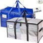 RUGGED RHINO Heavy Duty Extra Large Moving Bags, Durable Bag Strong Handles and Zipper, Moving Boxes Alternative for College Packing, Holiday Décor, Space Saving Storage with Label, 2 Pack Blue/Clear
