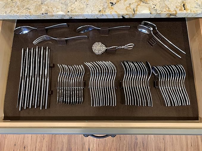 Silverware Drawer Lining Kit in Brown - Holds 70 Pieces