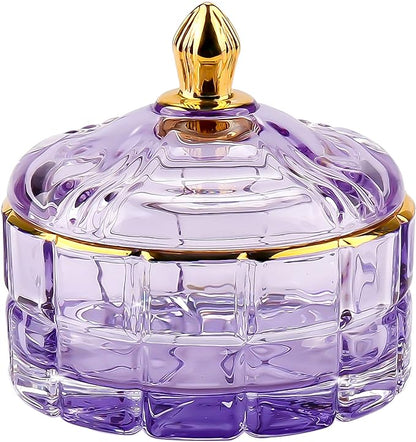 ALAMHI Crystal Candy Jar Apothecary Decorative Jars with Lids Purple Storage Jewelry Glass Trinket Box Cute Candy Dish with Lid for Candy Buffet Gift Ideas, for Women