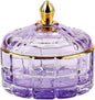 ALAMHI Crystal Candy Jar Apothecary Decorative Jars with Lids Purple Storage Jewelry Glass Trinket Box Cute Candy Dish with Lid for Candy Buffet Gift Ideas, for Women