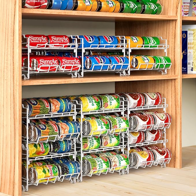 Simple Houseware Dual Row Front Loading Stackable Can Dispenser, White