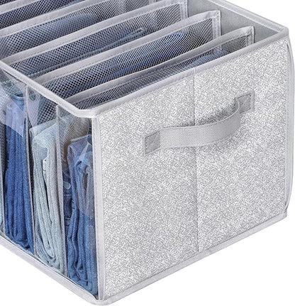 Zilink Upgraded Pants Organizer with Support Board Clear Jeans Organizer for Closet with 7 Grids Wardrobe Clothes Organizer for Jean Pant Sweater Legging T-Shirt, 6 Pack