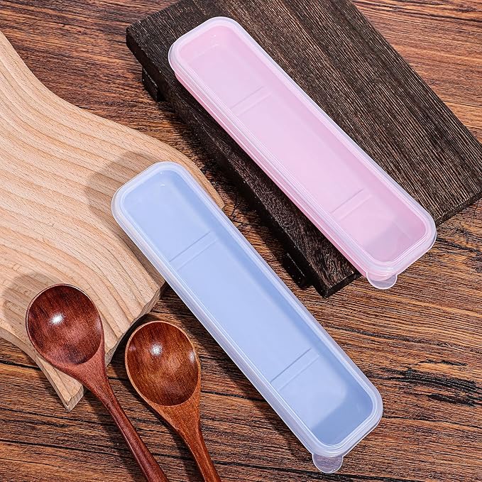 2 Pcs Portable Flatware Box, Utensil Holder Chopstick Case Simple Travel Tableware Storage Case for Fork Spoon Chopsticks Lunch Box