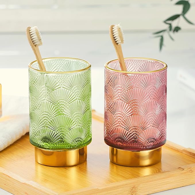 Makeup Brush Holder Organizer,Toothbrush Holders,Desk Pen Pencil Holder,Multifunctional Vintage Glass Brush Cup（A41-1-US）