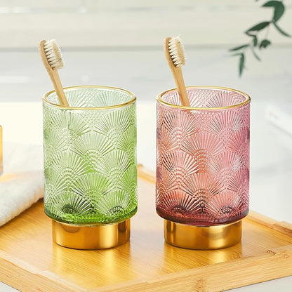 Makeup Brush Holder Organizer,Toothbrush Holders,Desk Pen Pencil Holder,Multifunctional Vintage Glass Brush Cup（A41-4-US）