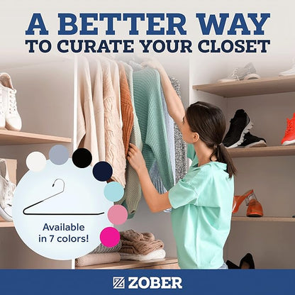 Zober Pants Hangers Non Slip - Open Ended Pants and Jean Hangers for Closet - Space Saving Clothes Hanger - Strong, Durable, Metal Pant Hangers (Black)